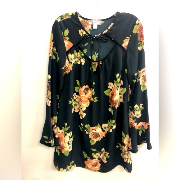 Band of Gypsies Tops - Band of gypsies women tunic blouse in multicoloured flowers size small